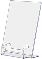 Marketing Holders 12 Pack Acrylic Sign Holder 5" x 7" with 3.5" x 2" Business Card Pocket Slant Back Side Load Clear Table Tent for Tradeshows Expos and Conventions - Image 2