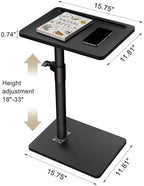 YUHFERA Sofa Armrest Tray Table for Couch - 360° Swivel Height Adjustable End for Small Spaces, Snack Side Table for Bed or Chair with Phone & Tablet Slot (Black,Standard) - Image 2