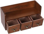 Wood Desktop Organizer with 3 Drawers, Tabletop Desk Storage Drawers, Desk Drawer Cabinet with Top Shelf, Vintage Supplies Organizer Brown for Bedroom Living Room Office - Image 7