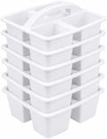 6 Pcs Plastic Classroom Caddy with Handle 4 Compartment White Classroom Caddies Organizer Classroom Caddy Portable for Teachers, Art Craft Crayon Marker Holder Baskets (White) by Unknown