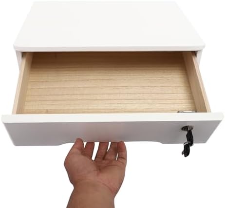 Xuthusman Desk Organizer with Drawer, Wooden Desktop Storage Box with Lockable Office Supplies Drawer Organizer Tabletop Storage Multifunctional Desktop Storage Box for Office Study Dresser（white） - Image 4