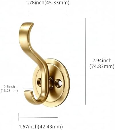 khtumeware 10 Pack 3inch Zinc Alloy Brushed Gold Towel Hooks - Image 2