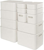 ANMINY White Plastic Storage Bins Baskets with Lids, 12-Pack, 2XL+4L+2M+4S by ANMINY