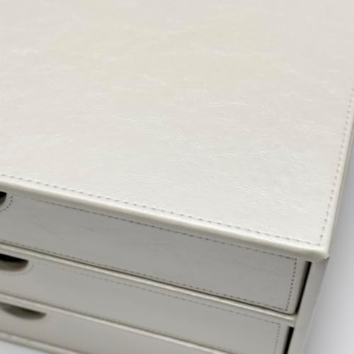 UnionBasic Document Organizer, 3-Drawer File Cabinet Document Storage Box, Office Desktop Filing Organizer, Creamy White - Image 6
