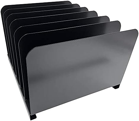 Huron Desktop File Binder Organizer Storage Vertical 6 Slot, Black Commercial Grade Steel - Image 4