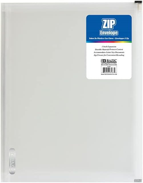 BAZIC Products Clear Zip Envelope, A4/Letter, 24-Box by BAZICProducts