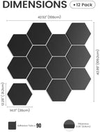 Fluxynara Extra Large 12-Pack Felt Bulletin Board Tiles, Black - Image 2