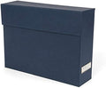 Bigso Lovisa Fiberboard Label Frame 12 File Storage Box | Document Organizer for Important Paperwork | Durable Hanging File Box with a Flip Top Lid & Metal Label Window | 3.7” x 13” x 9.4” | Navy by Bigso