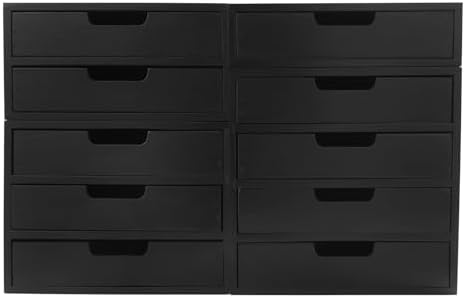Wooden Desktop Drawer Organizer,with 10 Drawers,Tabletop Storage Cabinet Box Drawers,Modern Desk Craft Organization for Home,Office,Bedroom,Compact Size 24.8x17cm (Black) by GDAE10
