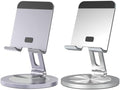 Phone Stand for Desk, 360° Rotating Dual Adjustable Foldable Cell Phone Holder, Heavy Solid All-Aluminum Base Anti-Slip Stable Support for Home Office Study, Fits iPhone Galaxy 4-8" Phones by YCNEW