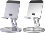 Phone Stand for Desk, 360° Rotating Dual Adjustable Foldable Cell Phone Holder, Heavy Solid All-Aluminum Base Anti-Slip Stable Support for Home Office Study, Fits iPhone Galaxy 4-8" Phones by YCNEW