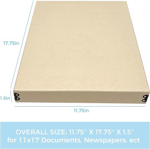 Lineco Museum Archival Storage Box, Drop Front, 11.75x17.75x1.5 in, Tan - Image 3
