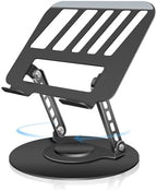 Compatible 360° Rotating Adjustable Laptop Stand, Fully Foldable Dual Rotary Shaft Laptop Riser Portable Standing Desk, Fits MacBook & All 10-15 Inch Laptops - Black by ZSAUTHREE