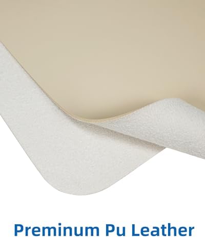 AFIING Leather Desk Pad Protector, Mouse Pad, Office Desk Mat, Non-Slip PU Leather Desk Blotter, Large Desk Mat, Waterproof Keyboard Mat for Office/Home/Decor (Beige, 48" x 17") - Image 2