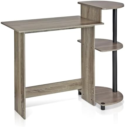 Furinno Compact 29-Inch Grey Computer Desk, Gaming Desk with Shelves, Office Desk with Book Shelf, for Home Office, Study Room, Dorm, Bedroom, Grey Oak - Image 5
