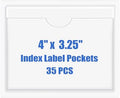 Origin-Joy 35 PCS Self Adhesive Index Card Pockets with Top Open, Clear Plastic Label Holder for Cards of Note, Library and Business, Adhesive Label Pockets & Card Holder (4 x 3.25 inch) by Origin-Joy