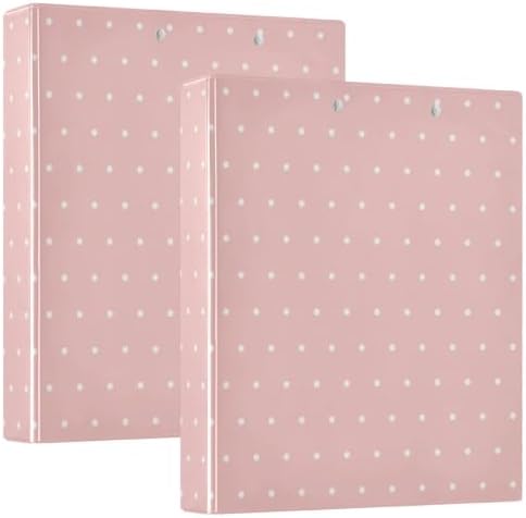Standard View 3 Ring Binder, Light Pink Polka Dot Durable Flexible Portable Waterproof Hardcover 1.5 Inch D Rings 500-Sheet Capacity Organizer 1PC - Image 2