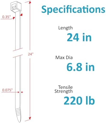 Large Zip Ties Heavy Duty 24 inch (500 Pack), 220 lb Tensile Strength for Outdoor Use, Black Cable Ties, Long Wire Ties by ANOSON - Image 2