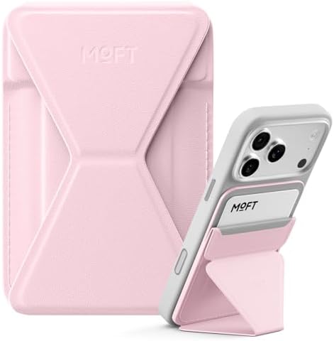 MOFT Magnetic Wallet Stand Compatible with iPhone 17/16/15/14/13/12 Series, Angle Adjustment & Magsafe Compatible MOVAS Phone Stand,Light Pink by MOFT
