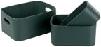 HofferRuffer Faux Leather Storage Baskets Bins with Velvet Lining for Organizing, Storage, Gifts, Set of 3 Nesting Shelf Baskets Decorative Storage Boxes for Home Organization (Green) by HofferRuffer