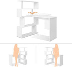 Mondeer 41.7" L-Shaped Desk with 4-Tier Shelves for Home Office, White - Image 6