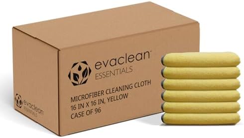 EvaClean Essentials Premium Microfiber Cleaning Cloth 16"x16" - Reusable, Washable, Non-Scratch, Microfiber Towels for Cleaning, Dusting, Polishing, High Absorbency & Durability, Yellow, 96-Pack by Evaclean