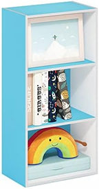 Furinno LUDER 3-Tier Book Shelf, Open Shelves Bookshelf, Light Blue/White by Furinno-FitsYourSpaceFitsYourBudget