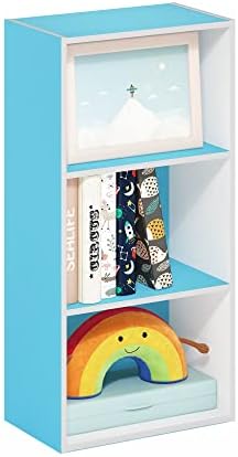 Furinno LUDER 3-Tier Book Shelf, Open Shelves Bookshelf, Light Blue/White by Furinno-FitsYourSpaceFitsYourBudget