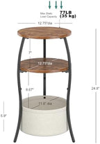 sthemc 3-Tier Small Round End Table Livingroom with Basket for Small Places - Image 3