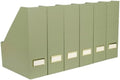 BLU MONACO | Set of 6 Foldable Magazine File Holders in Earth Green | Heavy-Duty Vertical File Organizers with Label Holders | Desk Organizer Set for Paperwork, Documents & Office Storage by Blu_Monaco