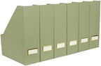 BLU MONACO | Set of 6 Foldable Magazine File Holders in Earth Green | Heavy-Duty Vertical File Organizers with Label Holders | Desk Organizer Set for Paperwork, Documents & Office Storage by Blu_Monaco