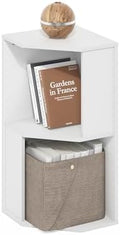 Furinno ECON Corner Shelf, 2-Tier Corner Book Shelf, Standing Storage Shelves, Cube Display Rack, Bookshelf, for Organization and Storage, Living Room, Home Office, Plain White by Furinno-FitsYourSpaceFitsYourBudget
