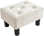 Poofzy Small Foot Stool Ottoman, Velvet Ottoman Foot Rest with Legs, Rectangle Foot Rest for Couch, Footstools and Ottomans Small for Living Room and Entryway (Beige) by Poofzy