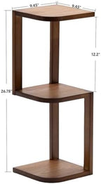 Corner Shelf Stand Desk Organizer,26.8" H Rubberwood Brown Rack for Small Spaces, Bedroom,Home Office,Kitchen,Bathroom (Walnut, 3 Tier) - Image 3