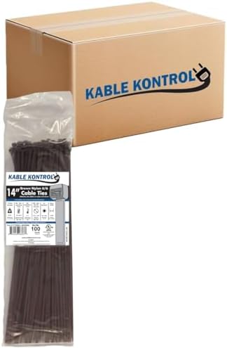 Kable Kontrol Cable Zip Ties, 14 Inch, 6000 Pcs, 50lbs Test, Brown by KABLEKONTROL%C2%AE