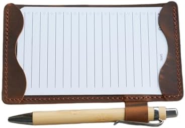 Genuine Leather Note Index Card Holder Slim Pocket Sleeve 3 x 5 Cover for Travel Sleeve 3" x 5" (12.7cm x 7.6cm) Vertical Note Card Case Weatherproof 05 (Brown, 3 x 5) by JJNUSA