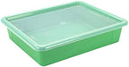 Storex Letter Size Flat Storage Tray – Organizer Bin with Non-Snap Lid for Classroom, Office and Home, Green, 5-Pack (62539U05C) - Image 6