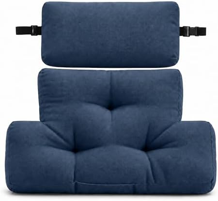2 Piece Neck Pillow and Lumbar Support Cushion Set for Recliner, NavyBlue by WhereEaseMeetsGrace