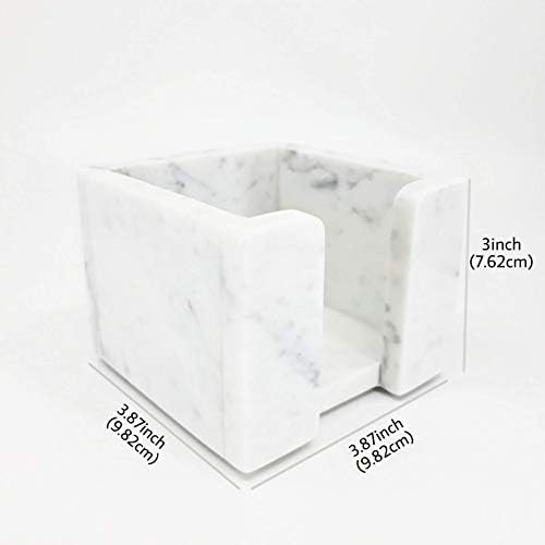 White Marble Sticky Note Holder, Handmade Office Desk Organizer - Image 3