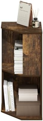 Furinno ECON Corner Shelf, 2-Tier Corner Book Shelf, Standing Storage Shelves, Cube Display Rack, Bookshelf, for Organization and Storage, Living Room, Home Office, Amber Pine - Image 4