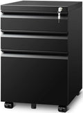 Guizeeopo Filing Cabinets for Home Office, Mobile File Cabinet with Lock, 3 Drawer Filing Cabinet for A4/Letter/Legal Size Folder, Fully Assembled Except Casters, Matte Black by GUIZEEOPO