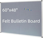 DEVELOP 60x48 Inch Large Gray Felt Bulletin Board, Wall Mounting Pin Memo Notice Cork Board with Silver Aluminium Frame for Office, Home, and Classroom, Includes 10 Push Pins by DEVELOP