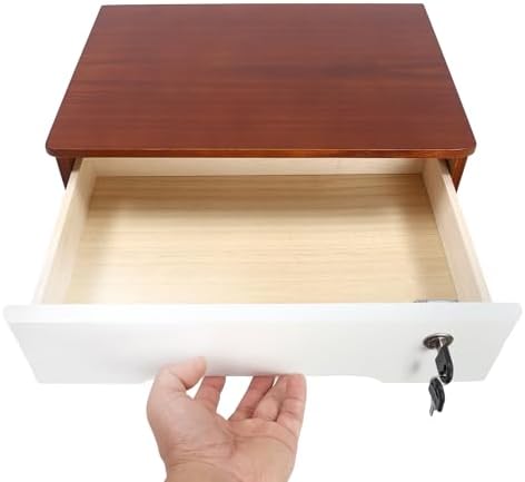 Wooden Desk Organizer with Lockable Drawers, 2-Tier Countertop Storage Cabinet File Cabinet Jewelry Organizer Home Office Supplies Organization Unit (Walnut&White-2 Lock) - Image 6