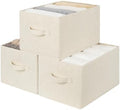 StorageWorks Closet Storage Bins, Beige (Cotton-Linen), Large, 3-Pack by StorageWorks