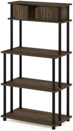 Furinno Turn-N-Tube Toolless Multipurpose Printer Stand Display Storage Shelf with Top Cabinet, Columbia Walnut/Black - Image 3