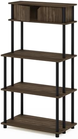 Furinno Turn-N-Tube Toolless Multipurpose Printer Stand Display Storage Shelf with Top Cabinet, Columbia Walnut/Black - Image 3