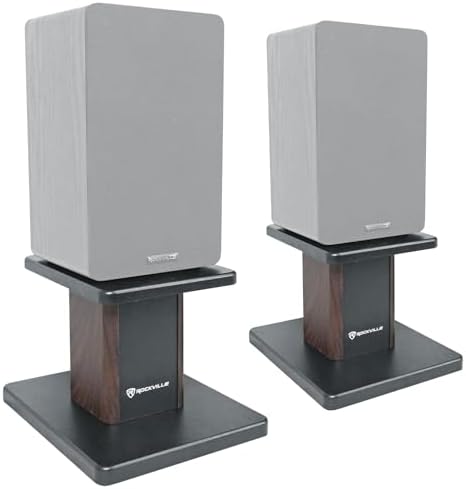 Rockville RHT8D Pair 8" Dark Wood Desktop Speaker/Studio Monitor Stands - Image 2
