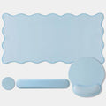 Sabary Scalloped Desk Mat Keyboard Mouse Pad Set Blue 31.5 x 15.7 Inch by Sabary