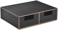 Linen Leather Desk Organizer and monitor stand with Drawers－Mini Desktop Drawer Organizer Stackable－Tabletop Organization Storage Box for Office Supplies Home Vanity Toiletries (Black, 2-drawers) by RHCSZ