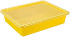 Storex Letter Size Flat Storage Tray – Organizer Bin with Non-Snap Lid for Classroom, Office and Home, Yellow, 5-Pack (62538A05C) - Image 6